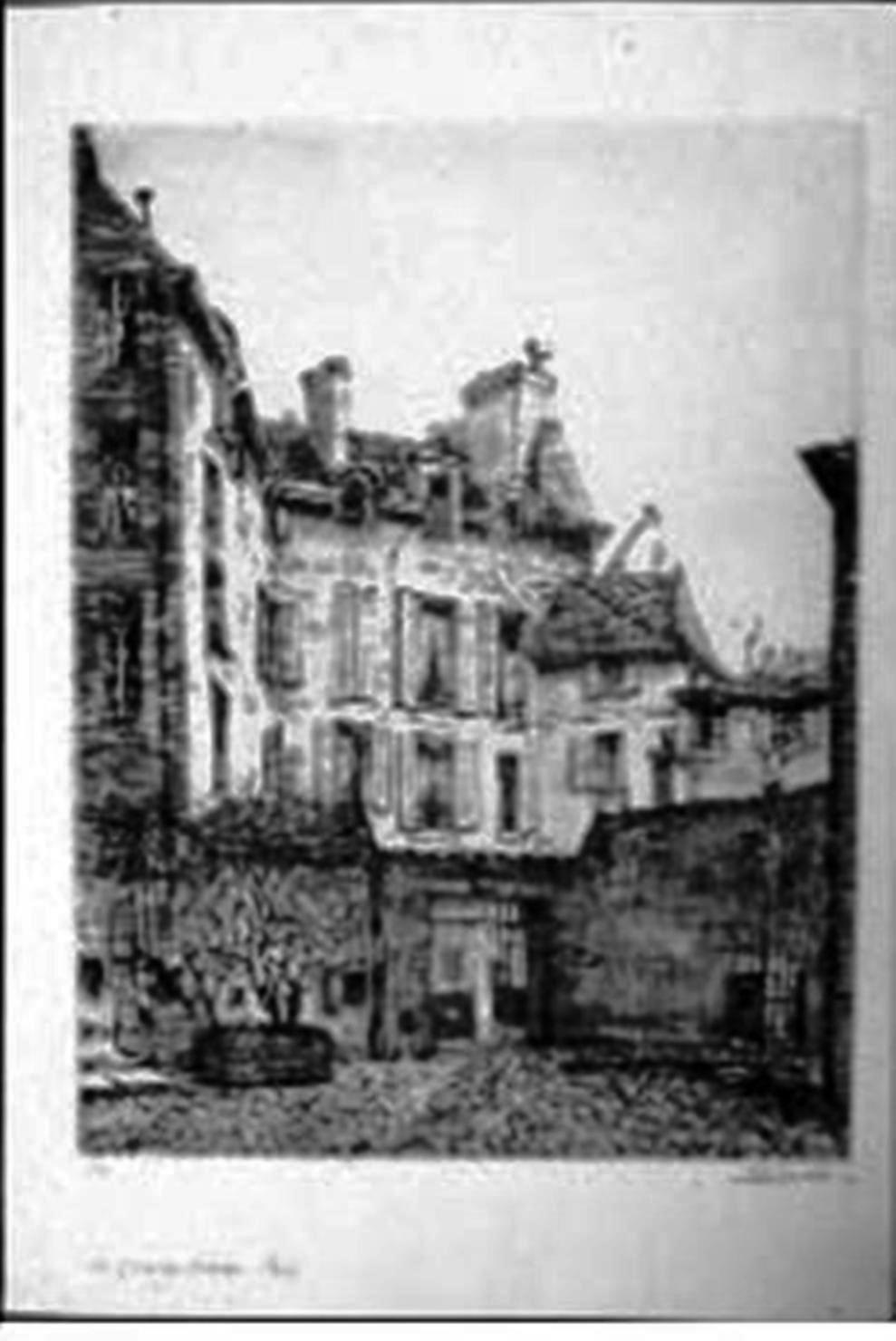La Cour de Rouen - Paris, veduta di Parigi (stampa) di Carbonati Antonio (sec. XX)