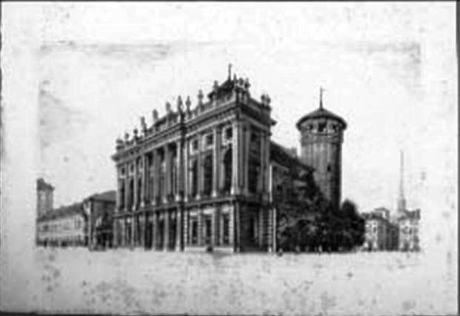 Torino - Palazzo Madama, veduta di Torino (stampa) di Carbonati Antonio (sec. XX)