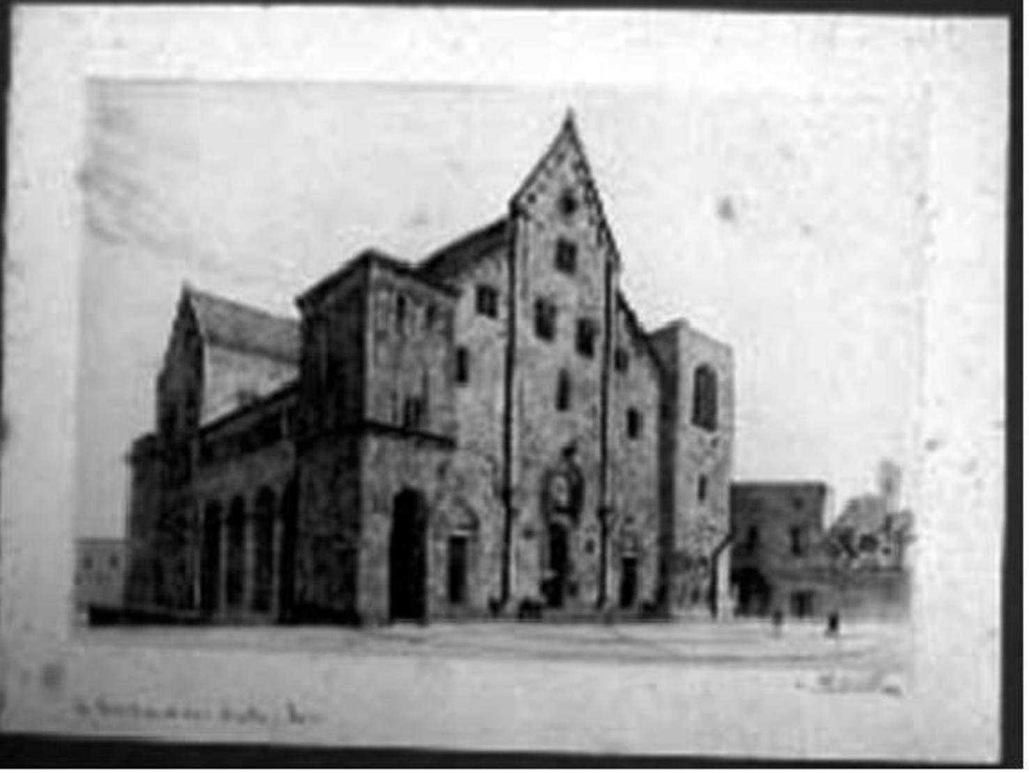 La Basilica di San Nicola - Bari, veduta della Basilica di San Nicola di Bari (stampa) di Carbonati Antonio (sec. XX)