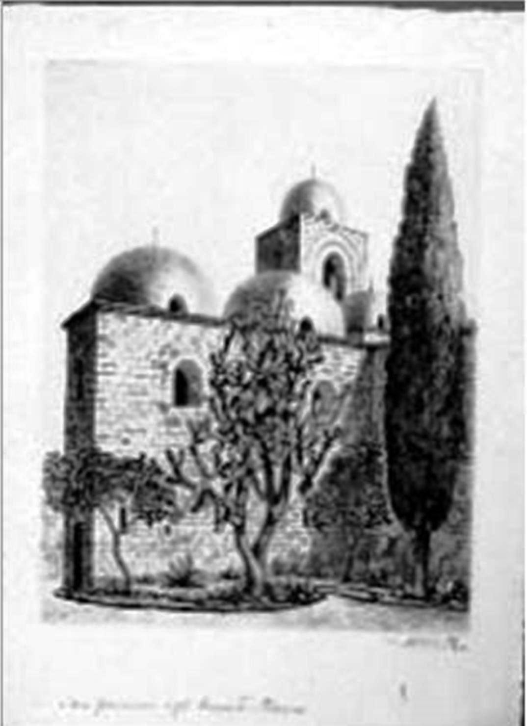 San Giovanni degli Eremiti - Palermo, veduta di San Giovanni degli Eremiti di Palermo (stampa) di Carbonati Antonio (sec. XX)