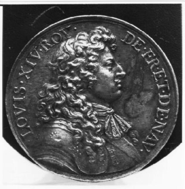 Medaglia commemorativa di Luigi XIV (medaglia) - bottega francese (sec. XVII)
