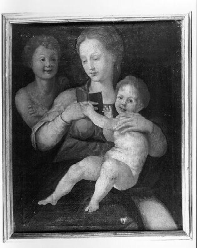 Madonna con Bambino e San Giovannino (dipinto) - ambito toscano (sec. XVI)