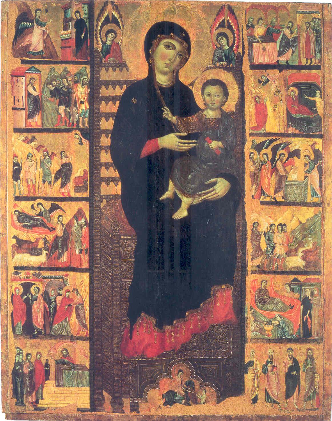 Pala di San Martino, Madonna col Bambino in trono e storie di Gioacchino e Anna (dipinto, opera isolata) di Maestro di San Martino (terzo quarto sec. XIII)