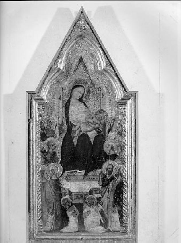 Madonna in trono con Bambino e Santi (dipinto) - ambito senese (sec. XIV)