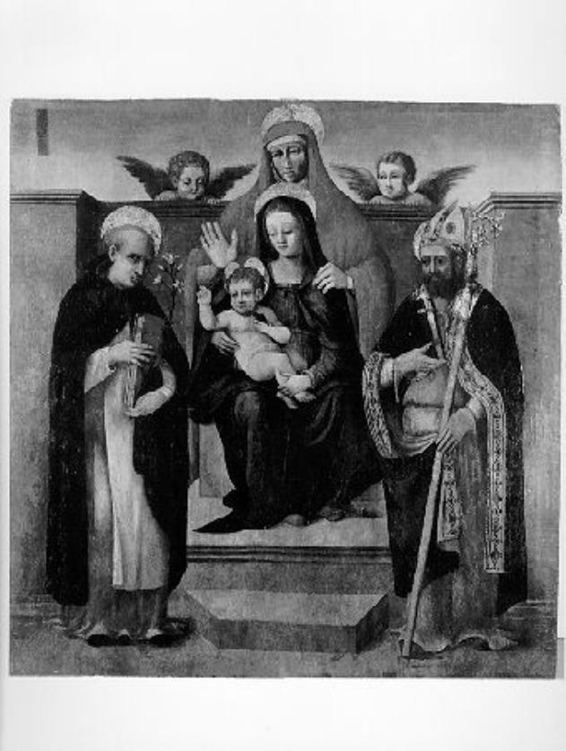 Madonna in trono con Bambino, Sant' Anna, santi ed angeli (dipinto) - ambito pisano (sec. XVI)