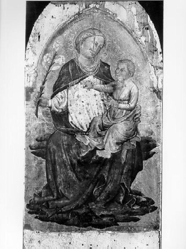 Madonna con Bambino e un giglio fiorito (dipinto) - ambito toscano (fine/inizio secc. XIV/ XV)