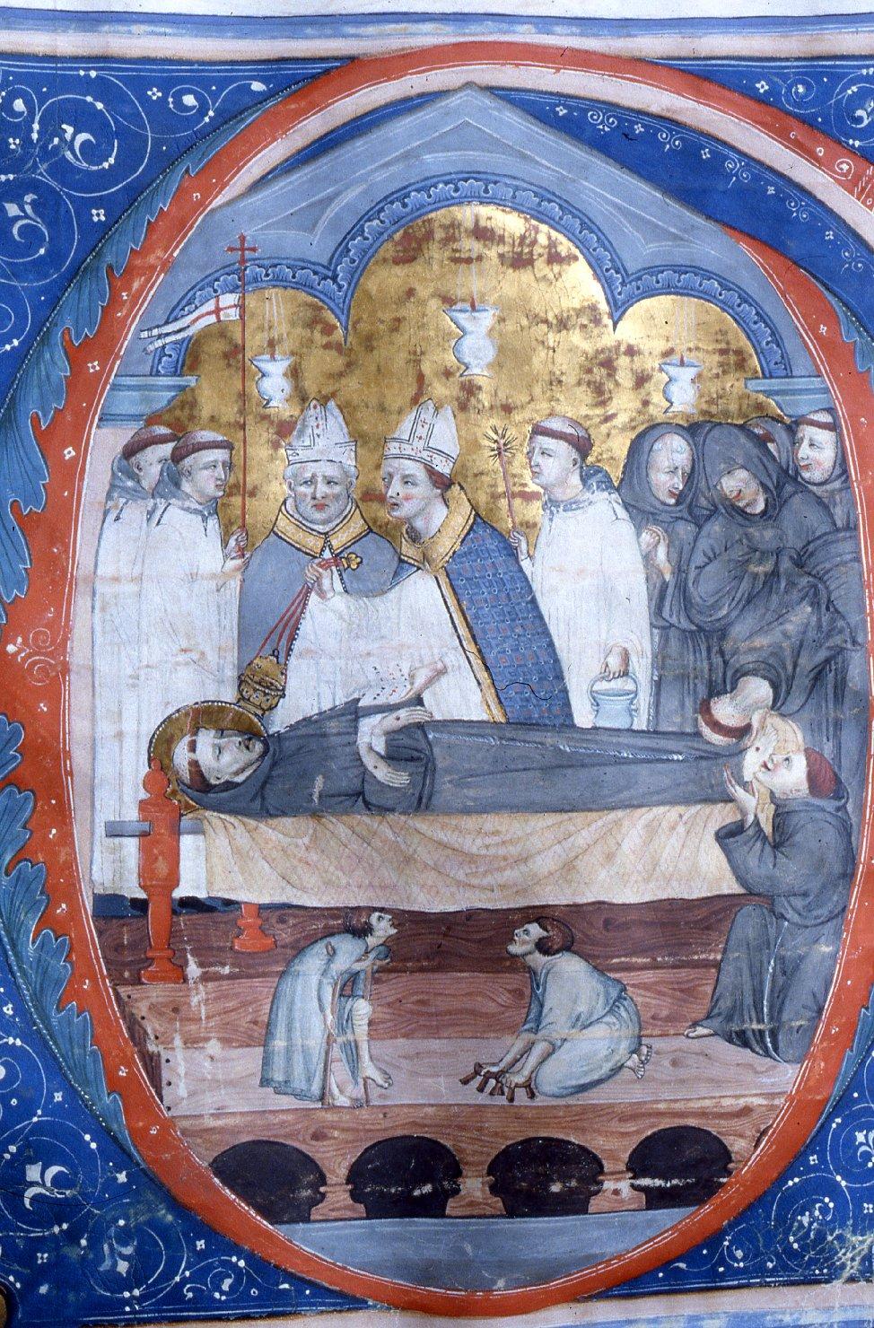 morte di San Francesco d'Assisi (miniatura) - manifattura toscana (prima metà sec. XIV)