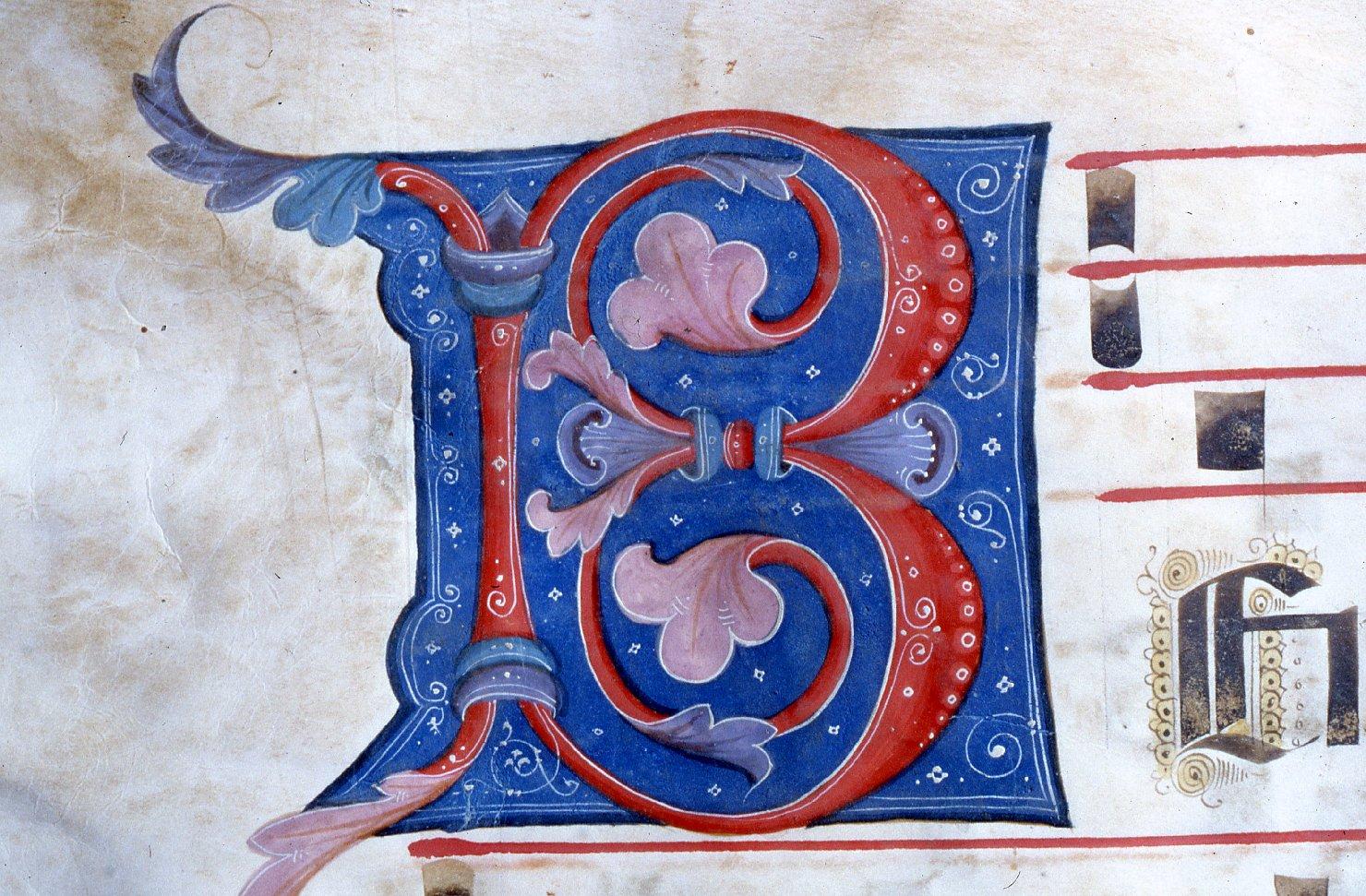 lettera "B" (miniatura) - manifattura toscana (prima metà sec. XIV)