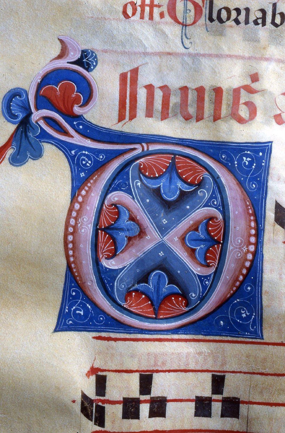 lettera "D" (miniatura) - manifattura toscana (prima metà sec. XIV)