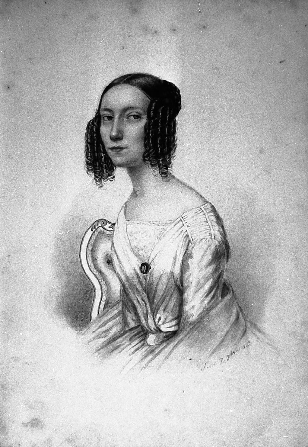 ritratto della signora Menocci (disegno) di Toscanelli Elisa (metà sec. XIX)