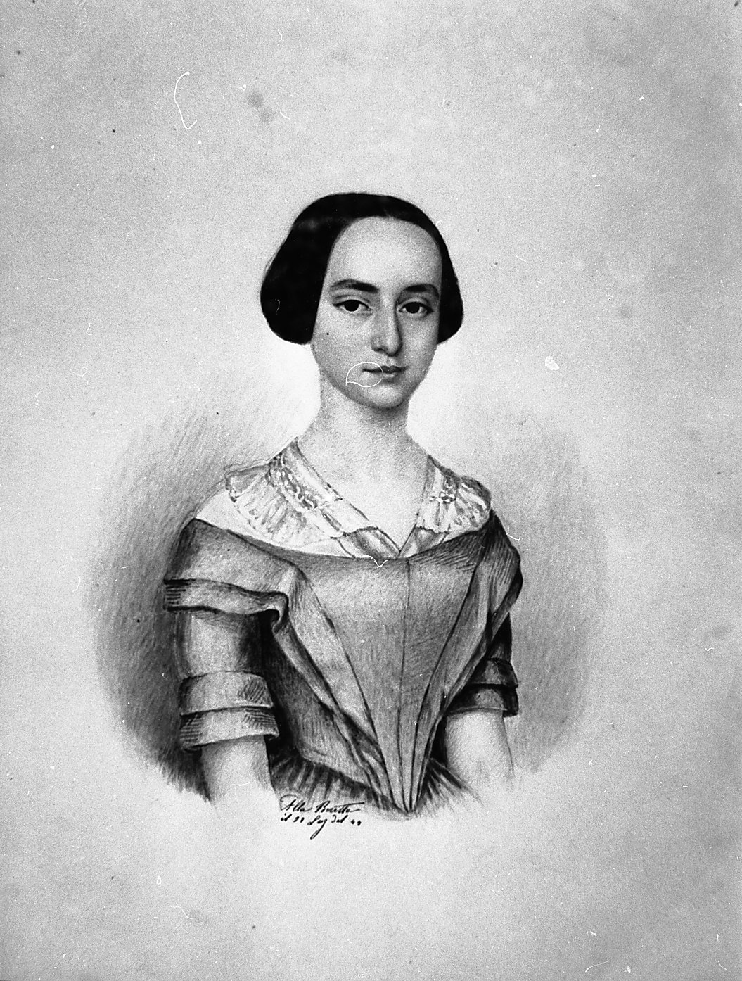 ritratto di giovane donna (disegno) di Toscanelli Elisa (metà sec. XIX)