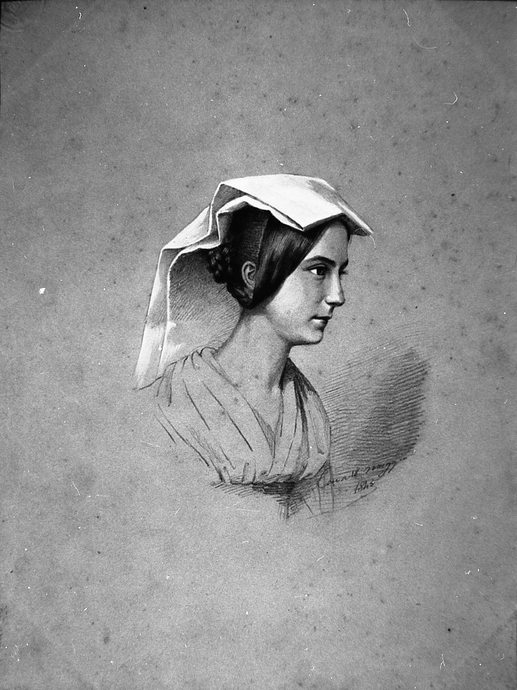 ritratto di giovane contadina (disegno) di Toscanelli Elisa (metà sec. XIX)
