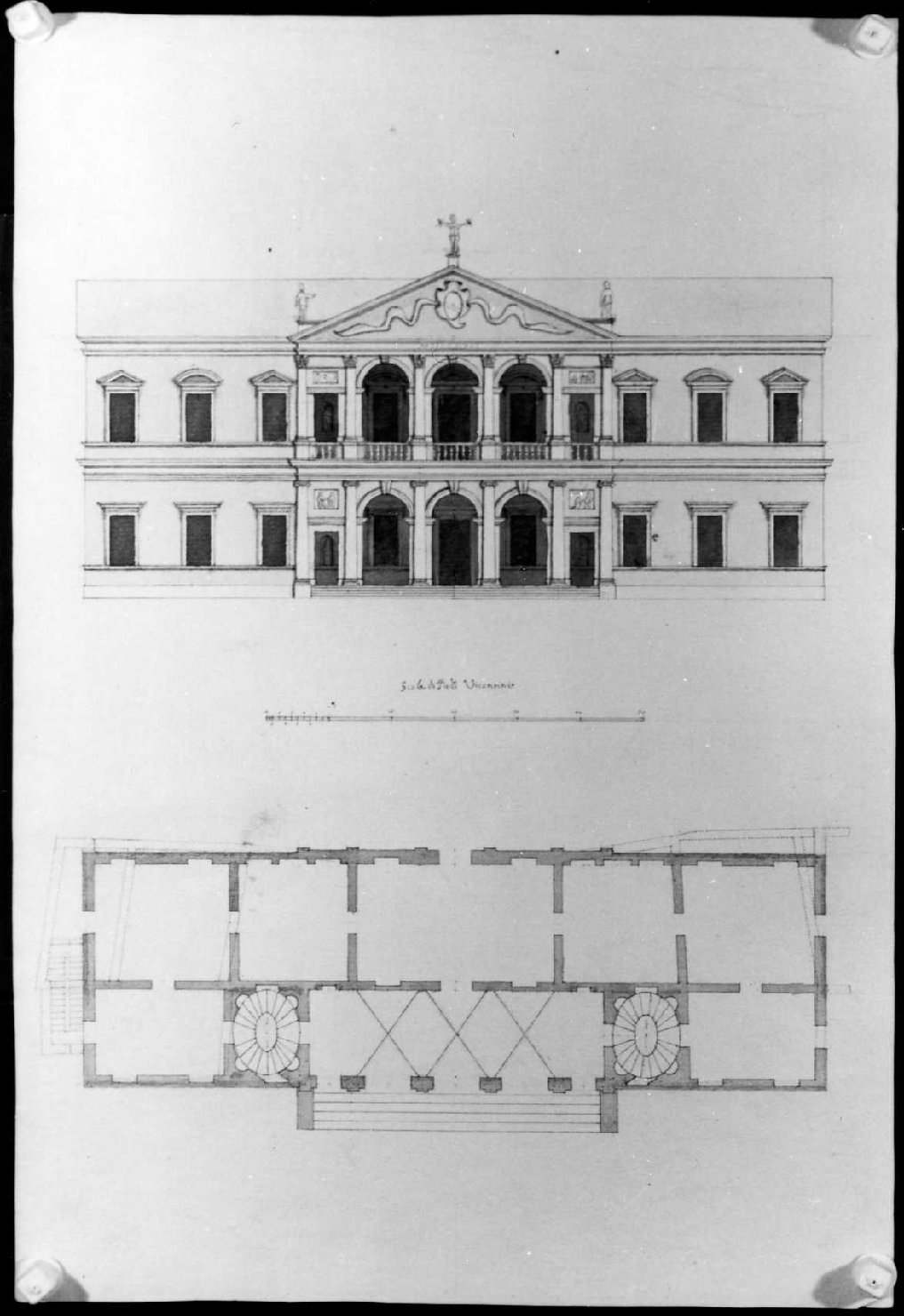 villa Arrigoni a Montecchio Maggiore (VI) (disegno, serie) di Calderari Ottone Maria (sec. XVIII)