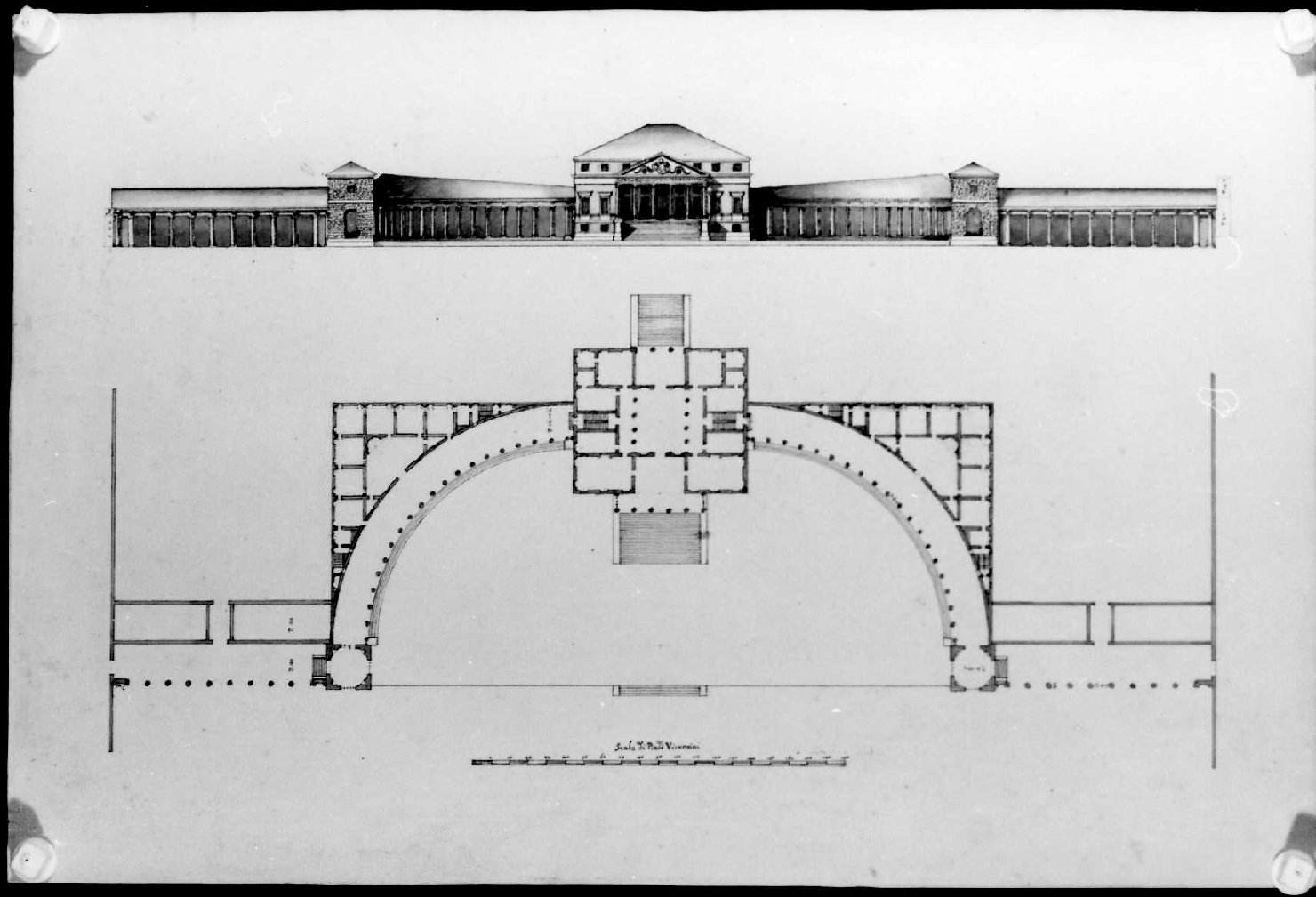 villa di ordine dorico (disegno, serie) di Calderari Ottone Maria (sec. XVIII)