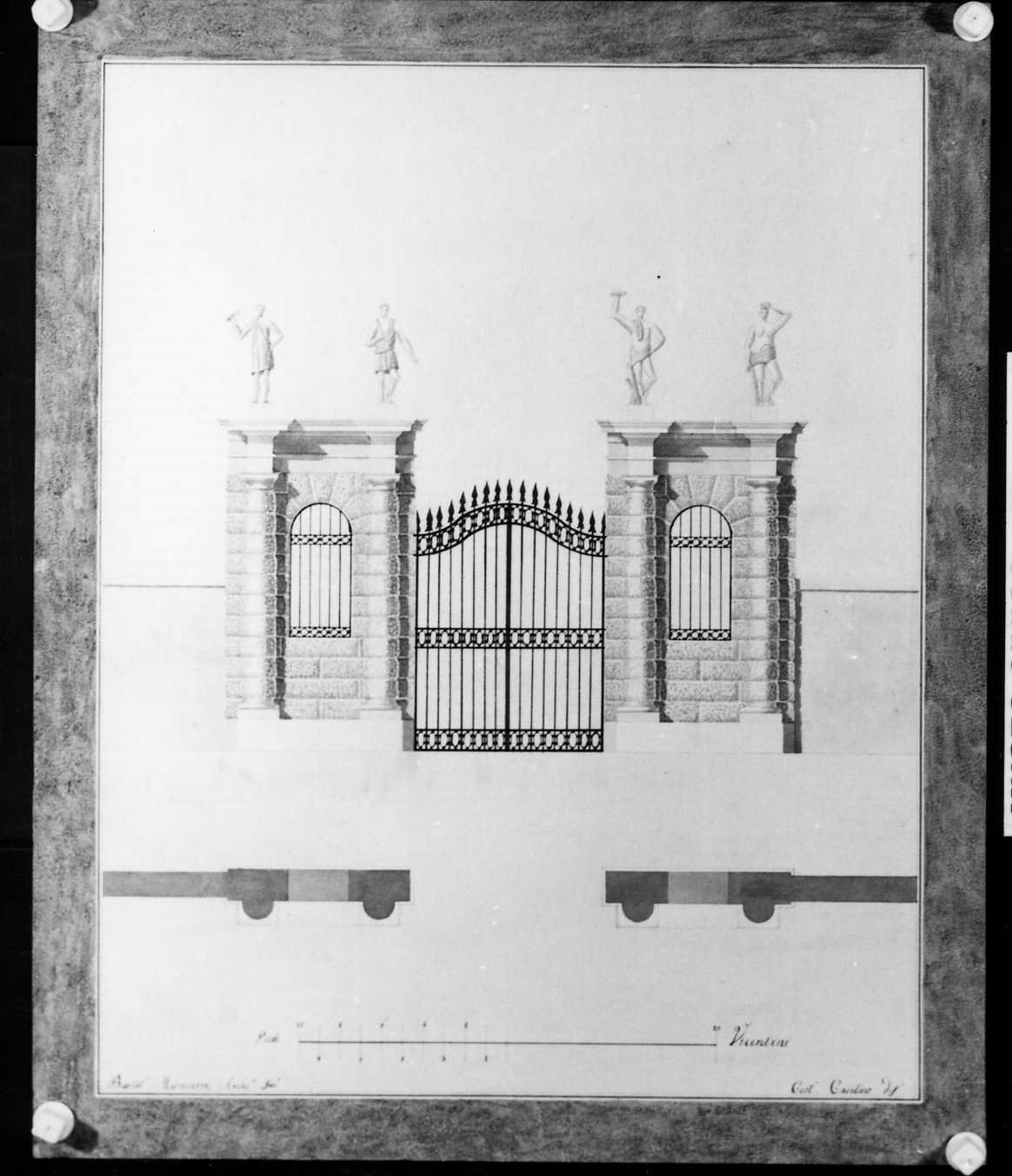 portone d'ingresso (disegno) di Malacarne Bartolomeo (sec. XIX)