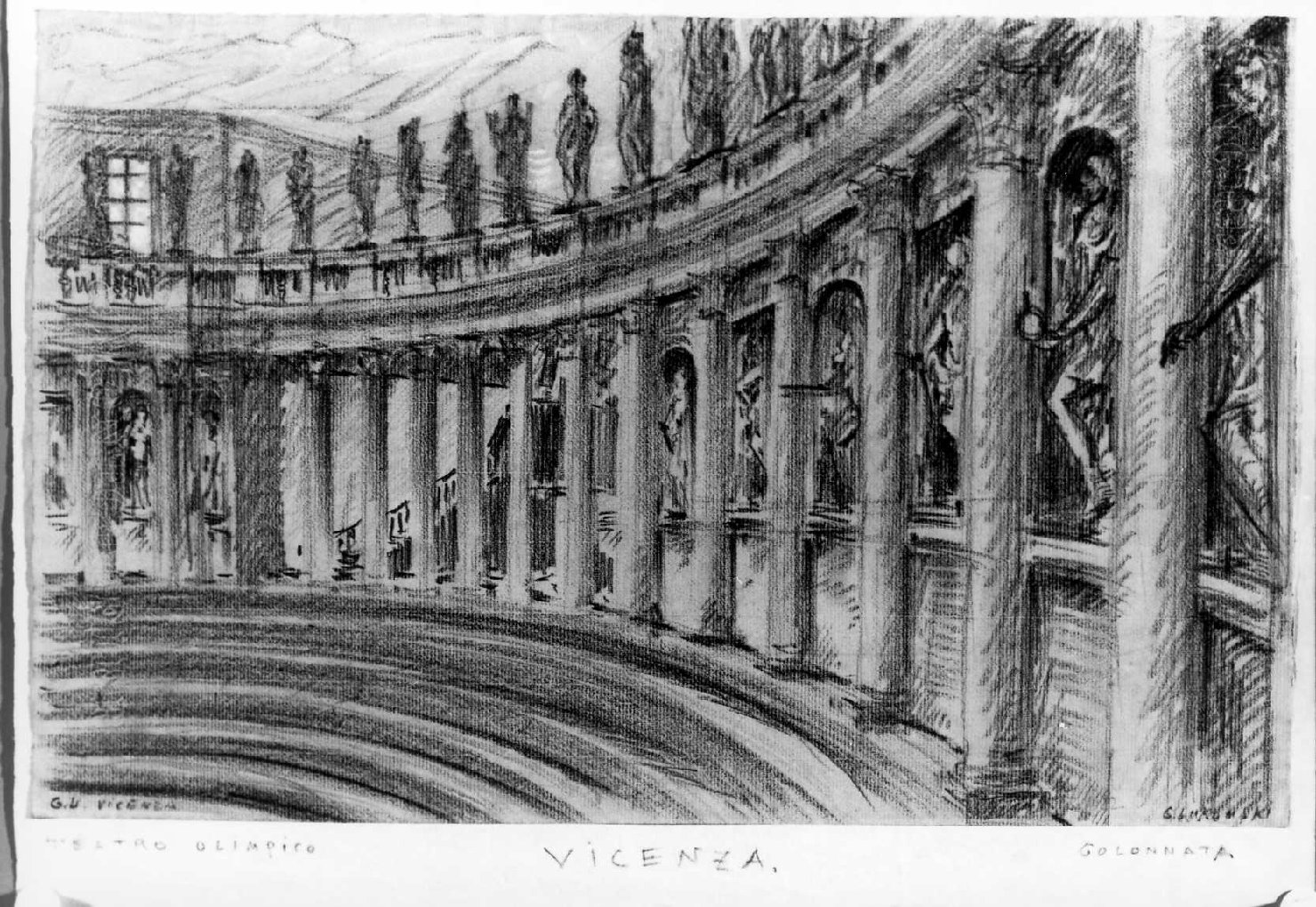 teatro Olimpico a Vicenza (disegno) di Lukomsky Giorgio (sec. XX)