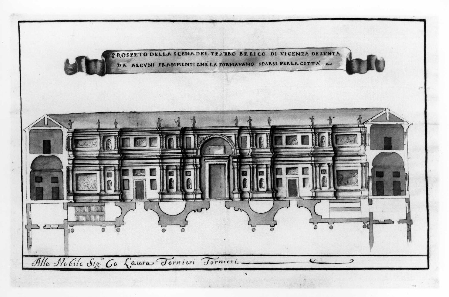 teatro Berga a Vicenza (disegno) di Tornieri Arnaldo Secondo Giacomo (sec. XVIII)
