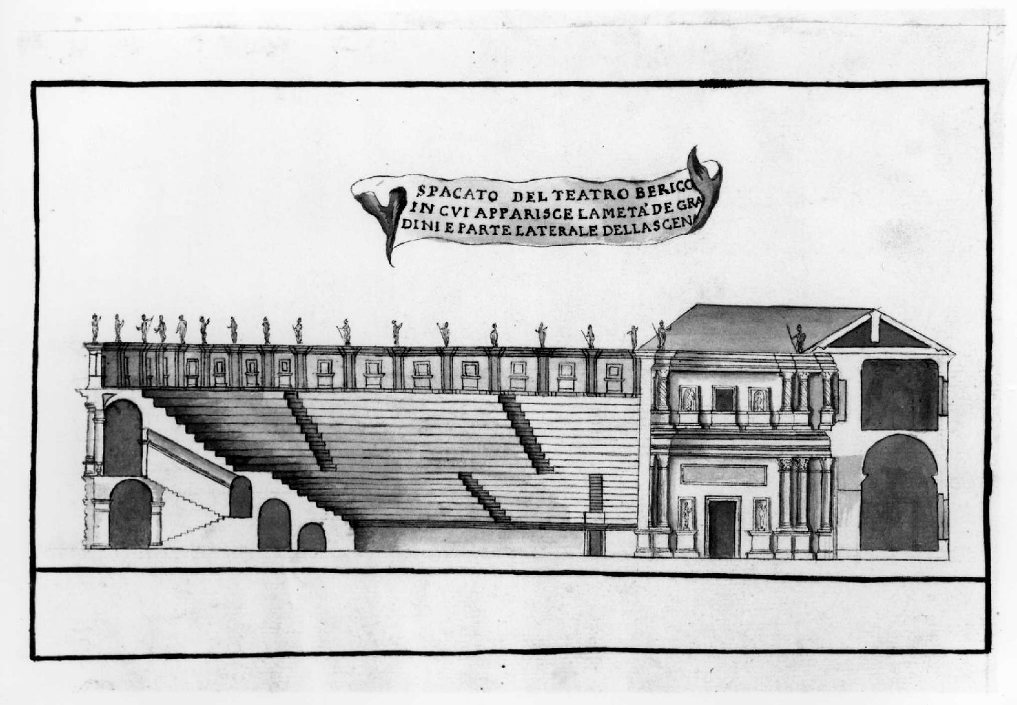 teatro Berga a Vicenza (disegno) di Tornieri Arnaldo Secondo Giacomo (sec. XVIII)