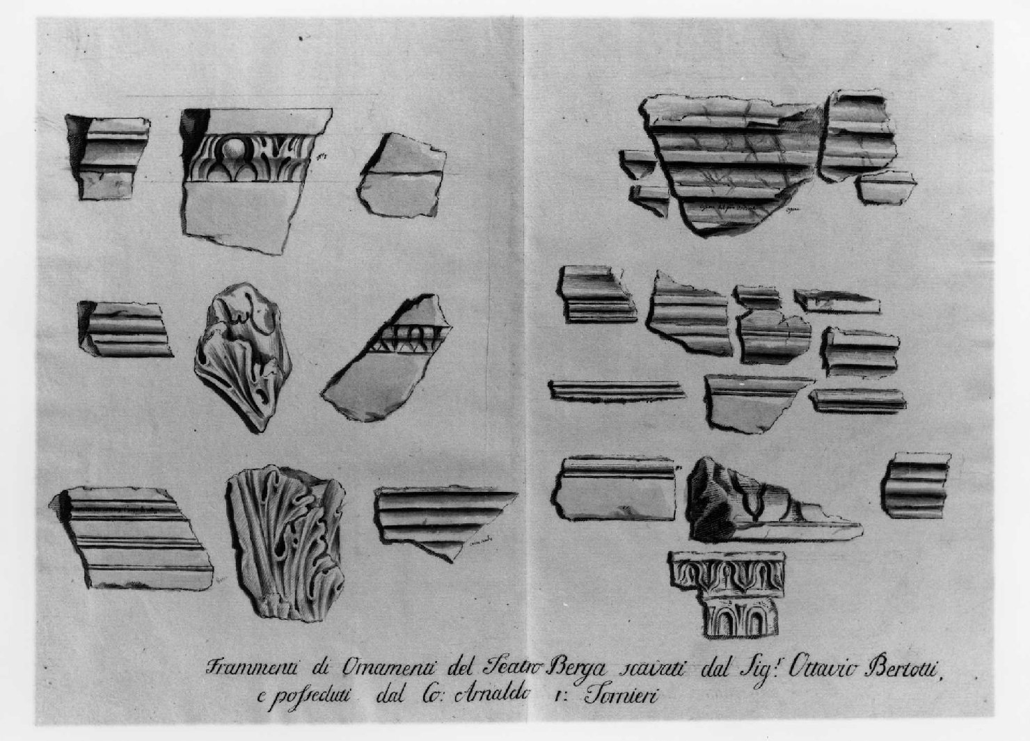 elementi decorativi (disegno) di Tornieri Arnaldo Secondo Giacomo (sec. XVIII)