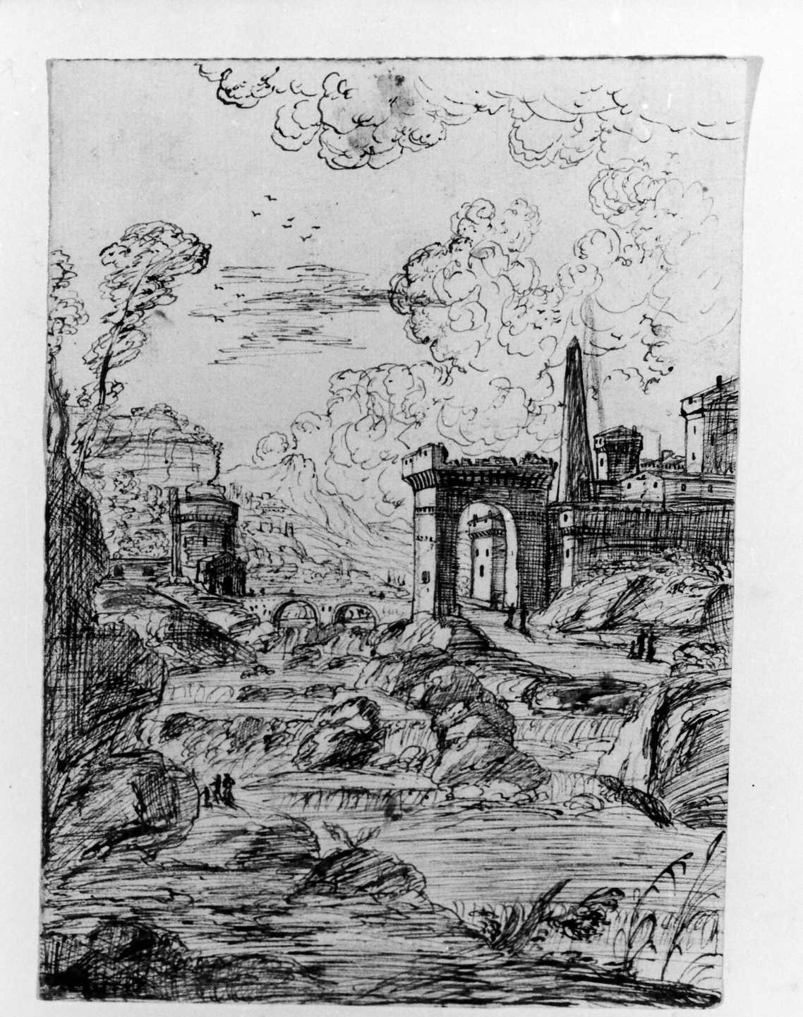 veduta di città (disegno) di De Pieri Giovanni Antonio detto Zoppo Vicentino (sec. XVIII)