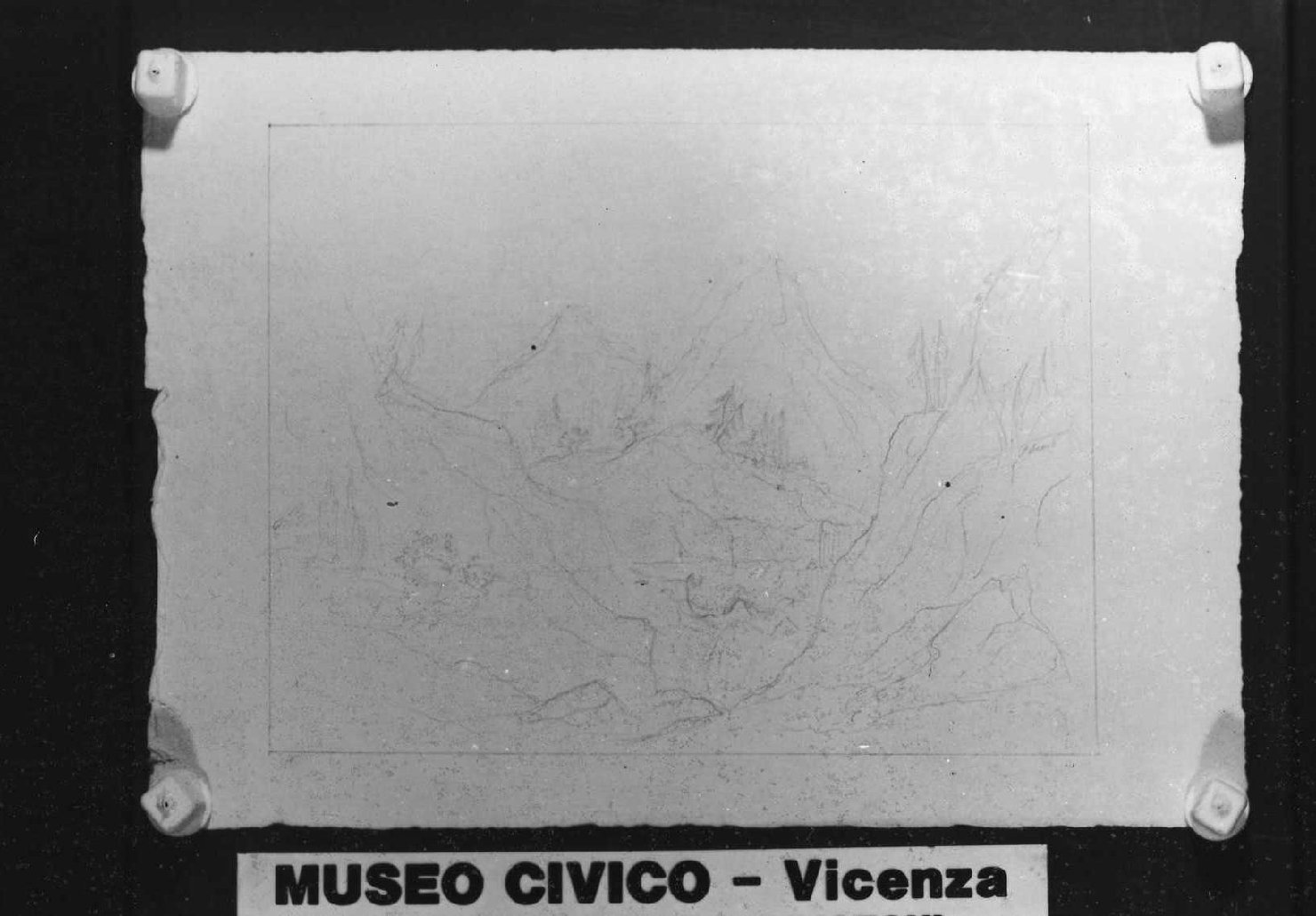 paesaggio montano (disegno) di Picutti Giovanni (sec. XIX)