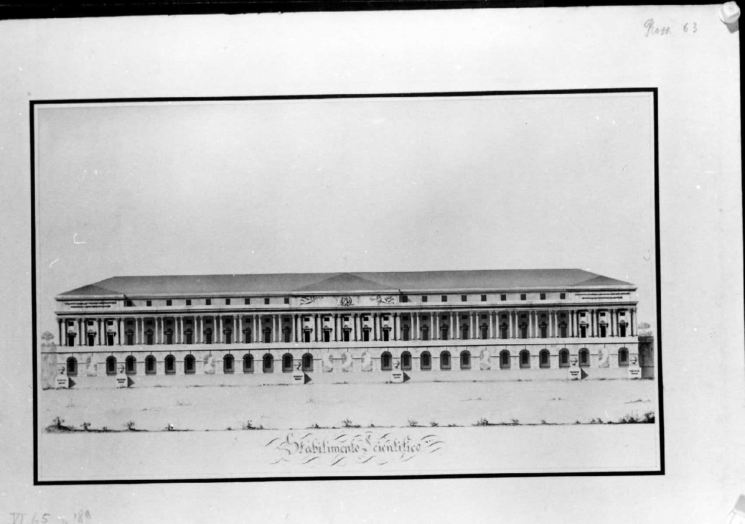 Stabilimento Scientifico, architettura (disegno) di Rossi Giuseppe (sec. XIX)