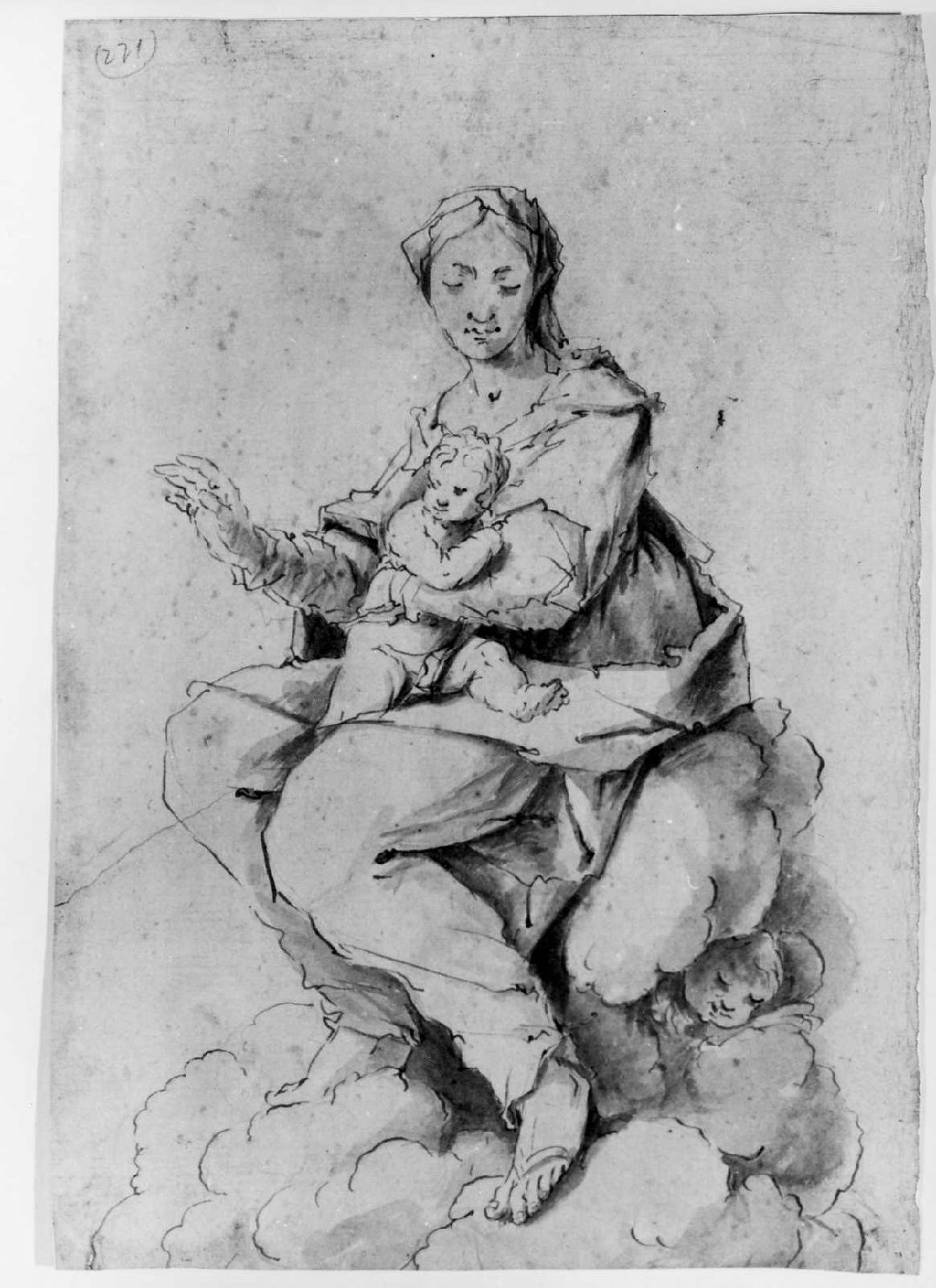 Madonna con Bambino (disegno) di De Pieri Giovanni Antonio detto Zoppo Vicentino (sec. XVIII)