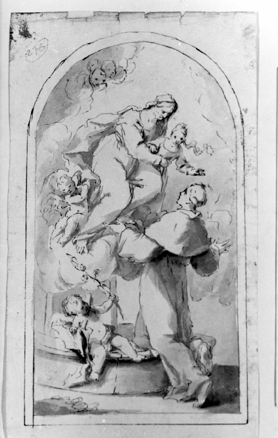 Sant'Anna con Maria Vergine bambina e sant'Antonio (disegno) di De Pieri Giovanni Antonio detto Zoppo Vicentino (sec. XVIII)