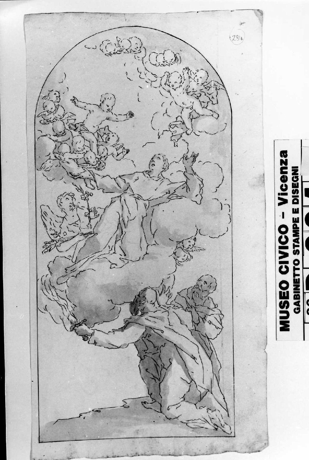 Sant'Antonio in gloria e profeti (disegno) di De Pieri Giovanni Antonio detto Zoppo Vicentino (sec. XVIII)