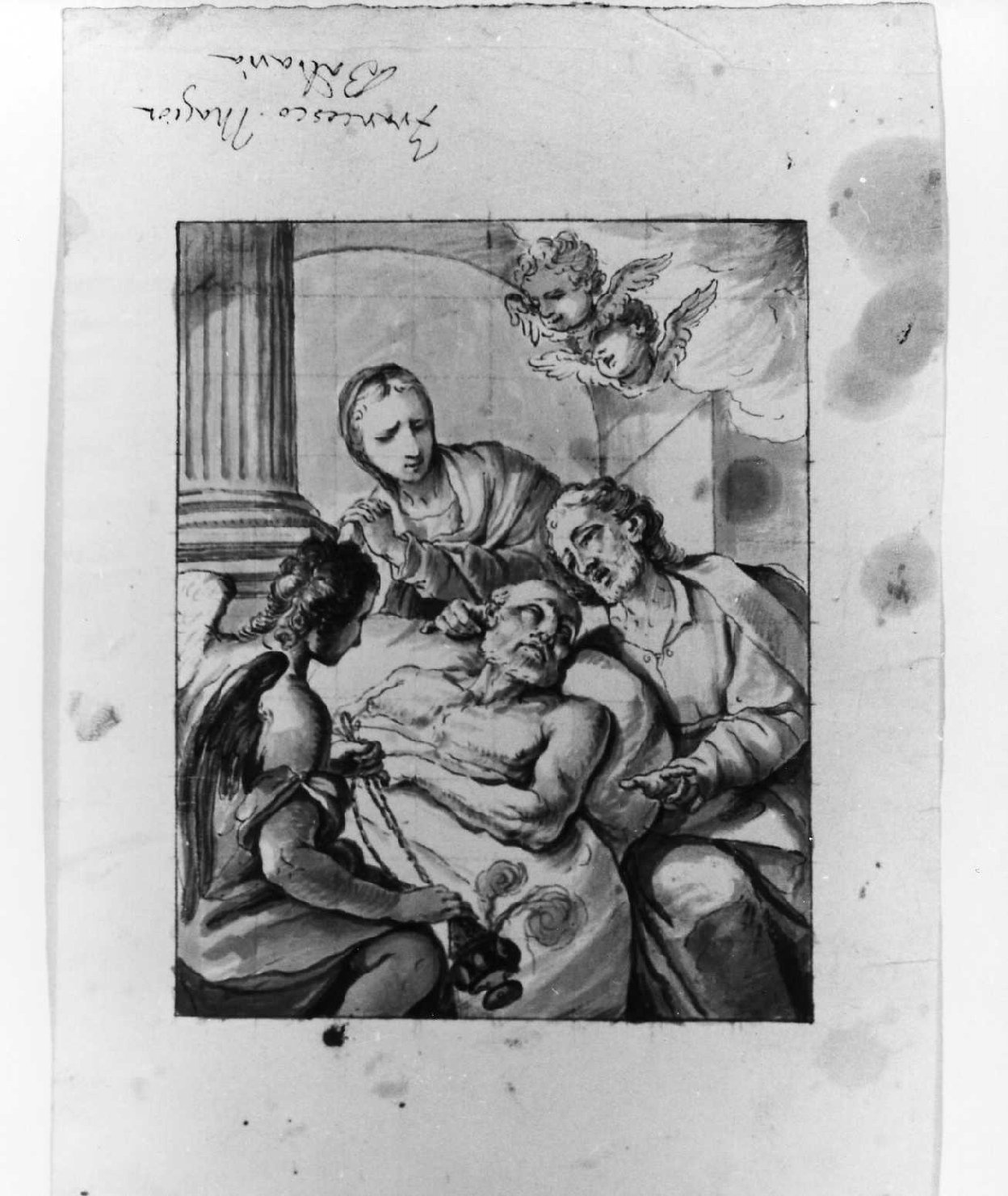 morte di San Giuseppe (disegno) di De Pieri Giovanni Antonio detto Zoppo Vicentino (sec. XVIII)
