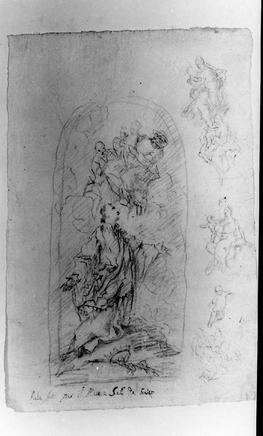 Sacra Famiglia con Santo (disegno) di De Pieri Giovanni Antonio detto Zoppo Vicentino (sec. XVIII)