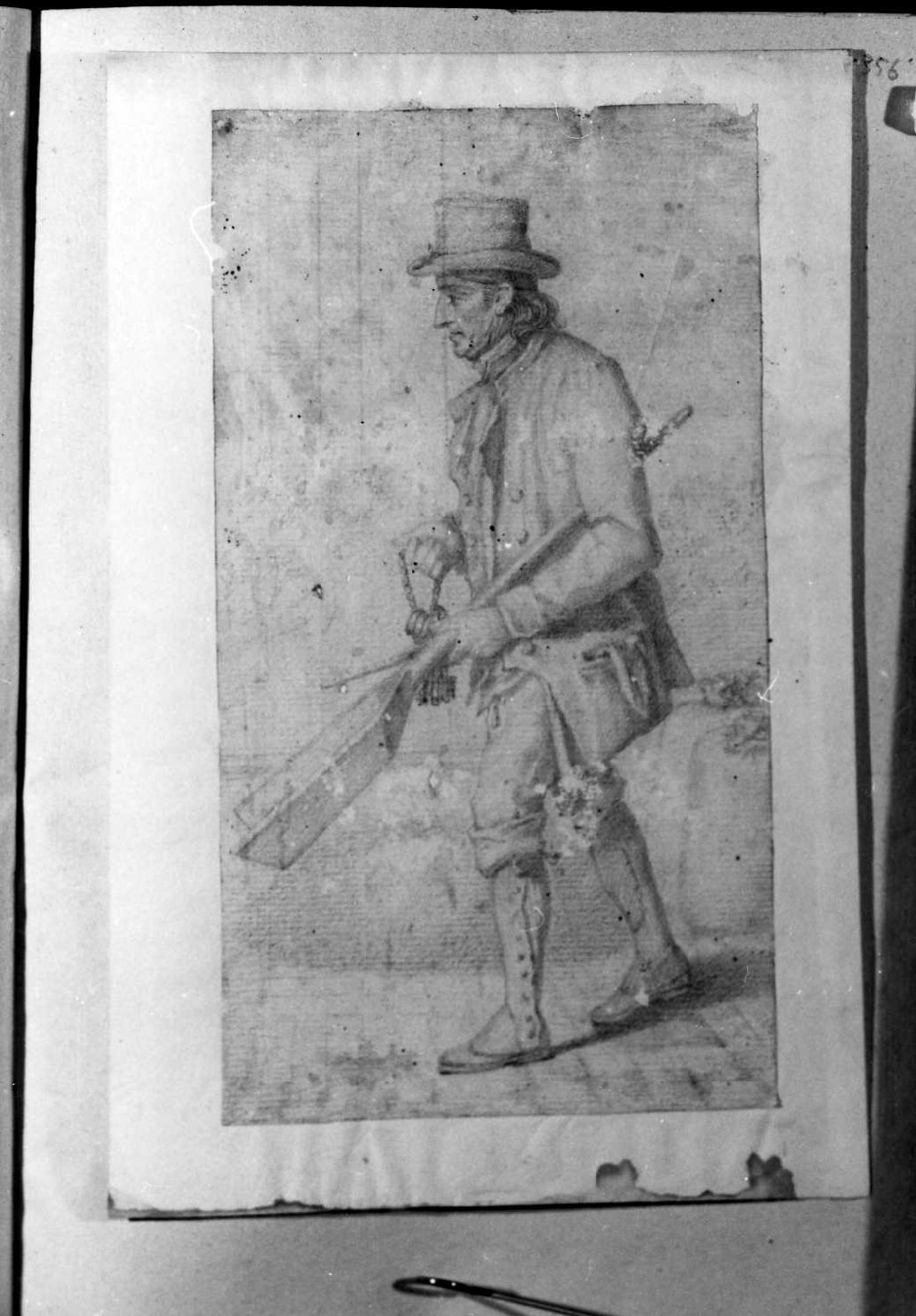 Ritratto del granarista del Conte Barbarigo, ritratto d'uomo (disegno, serie) di Perlotto Tito Catone (sec. XIX)