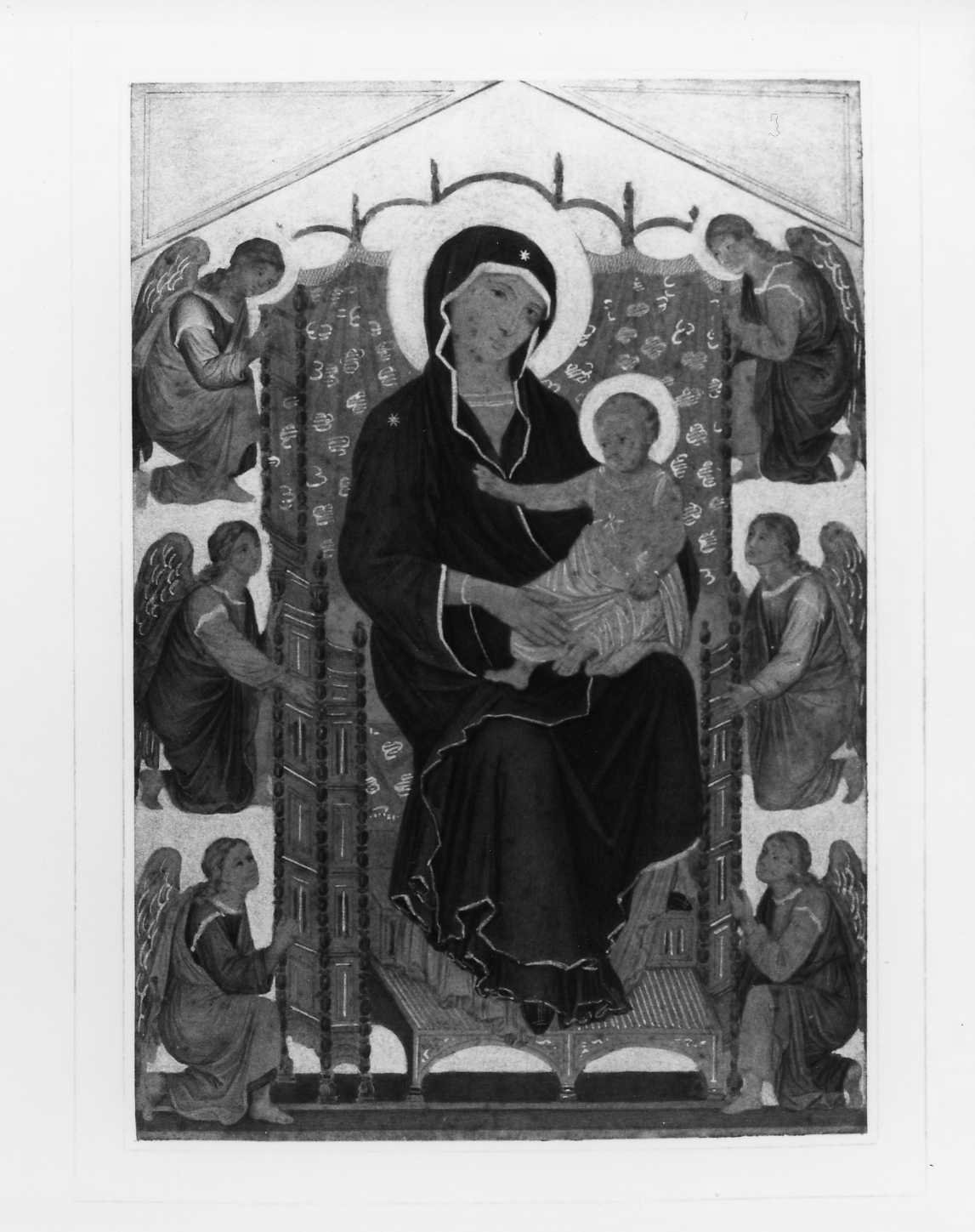 Madonna in trono con Bambino e angeli (disegno, serie) di Perlotto Tito Catone (sec. XIX)