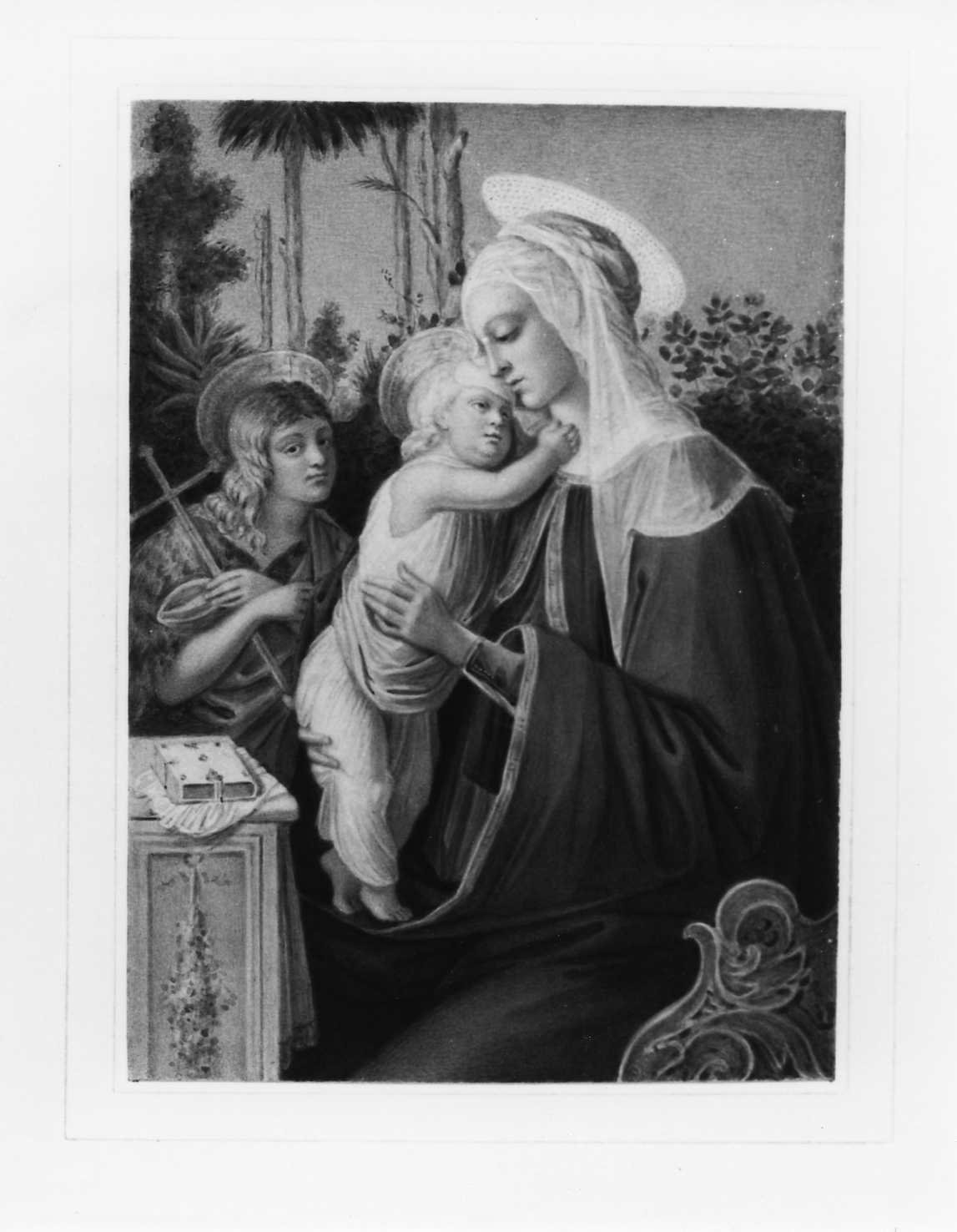 Madonna con Bambino e San Giovannino (disegno, serie) di Perlotto Tito Catone (sec. XIX)