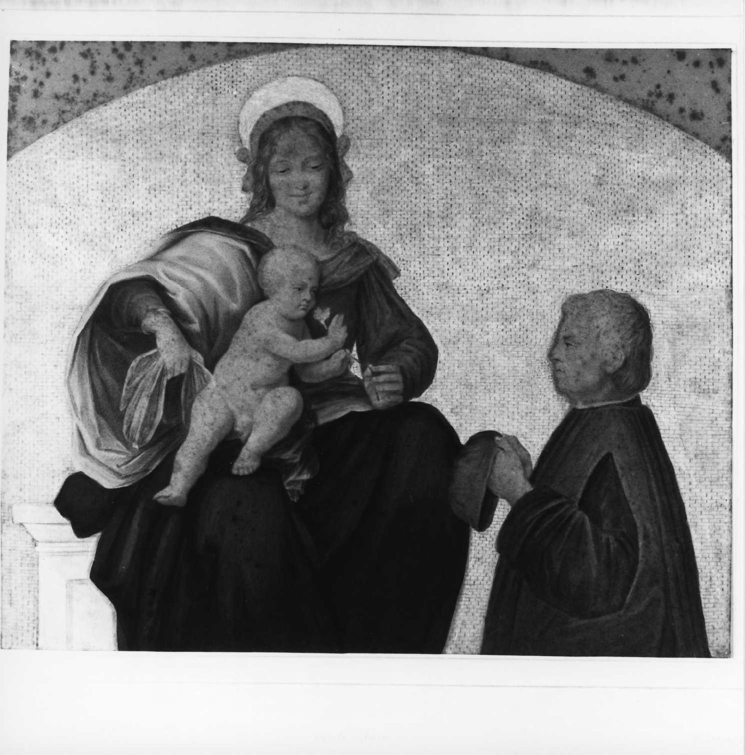 Madonna con Bambino e committente (disegno, serie) di Perlotto Tito Catone (sec. XIX)