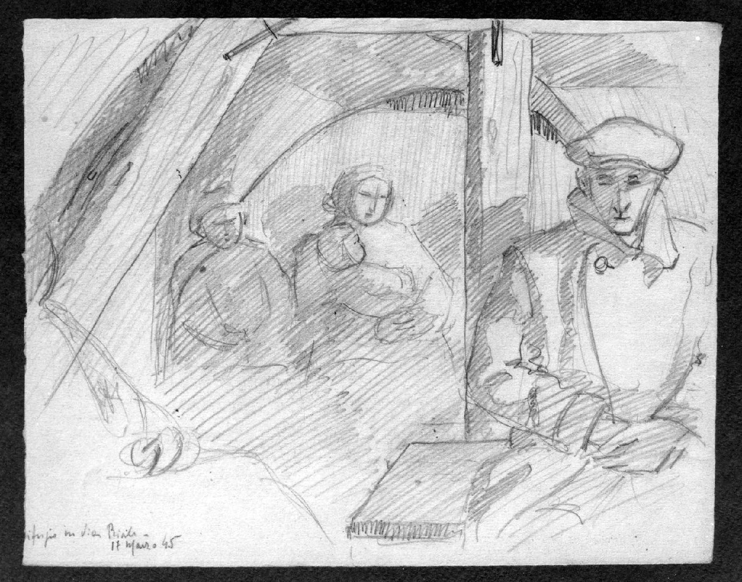 Rifugio in via Riale, veduta di Vicenza (disegno, serie) di Anselmi Mina (sec. XX)