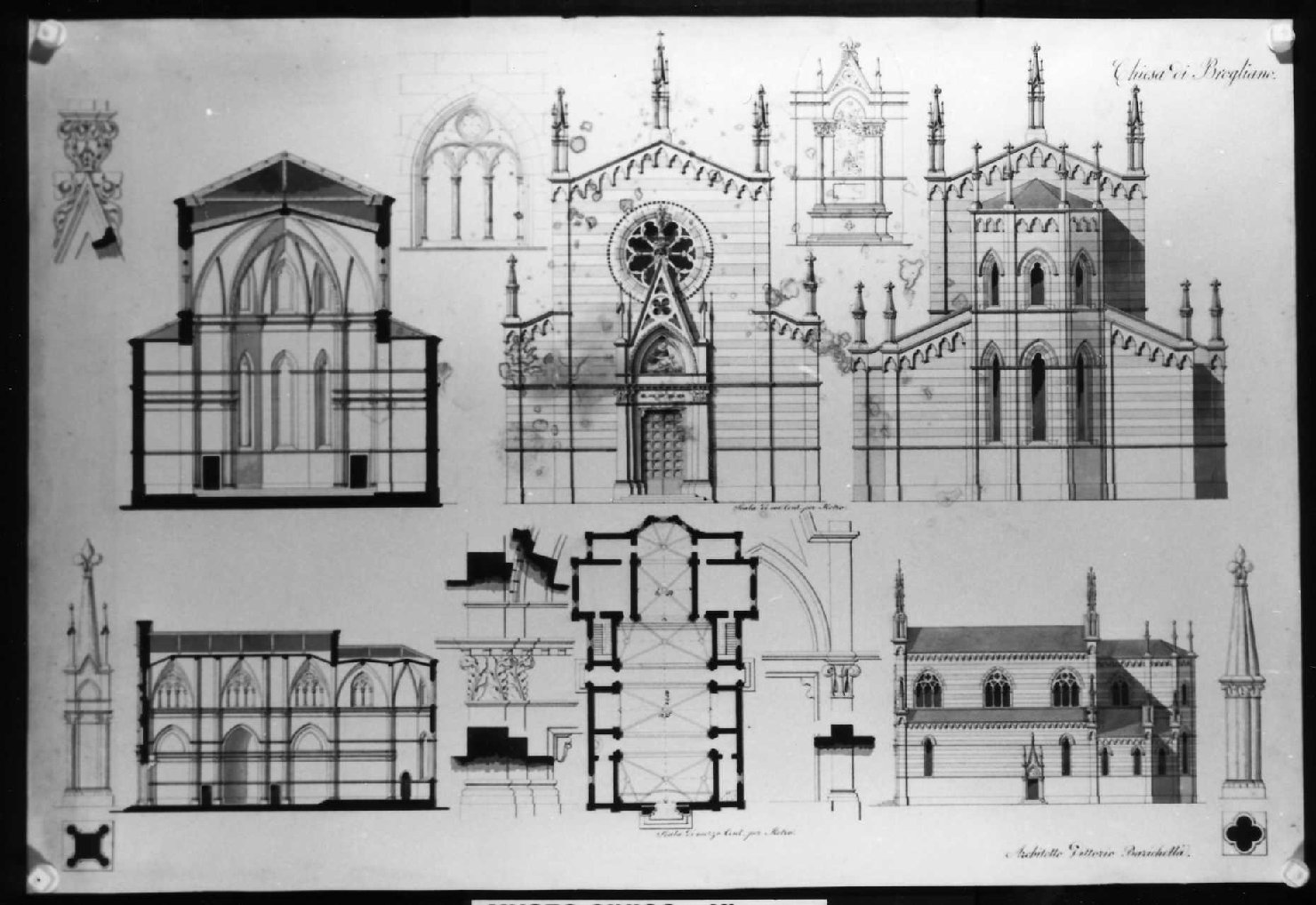 duomo di Brogliano (VI) (disegno) di Barichella Vittorio (sec. XIX)