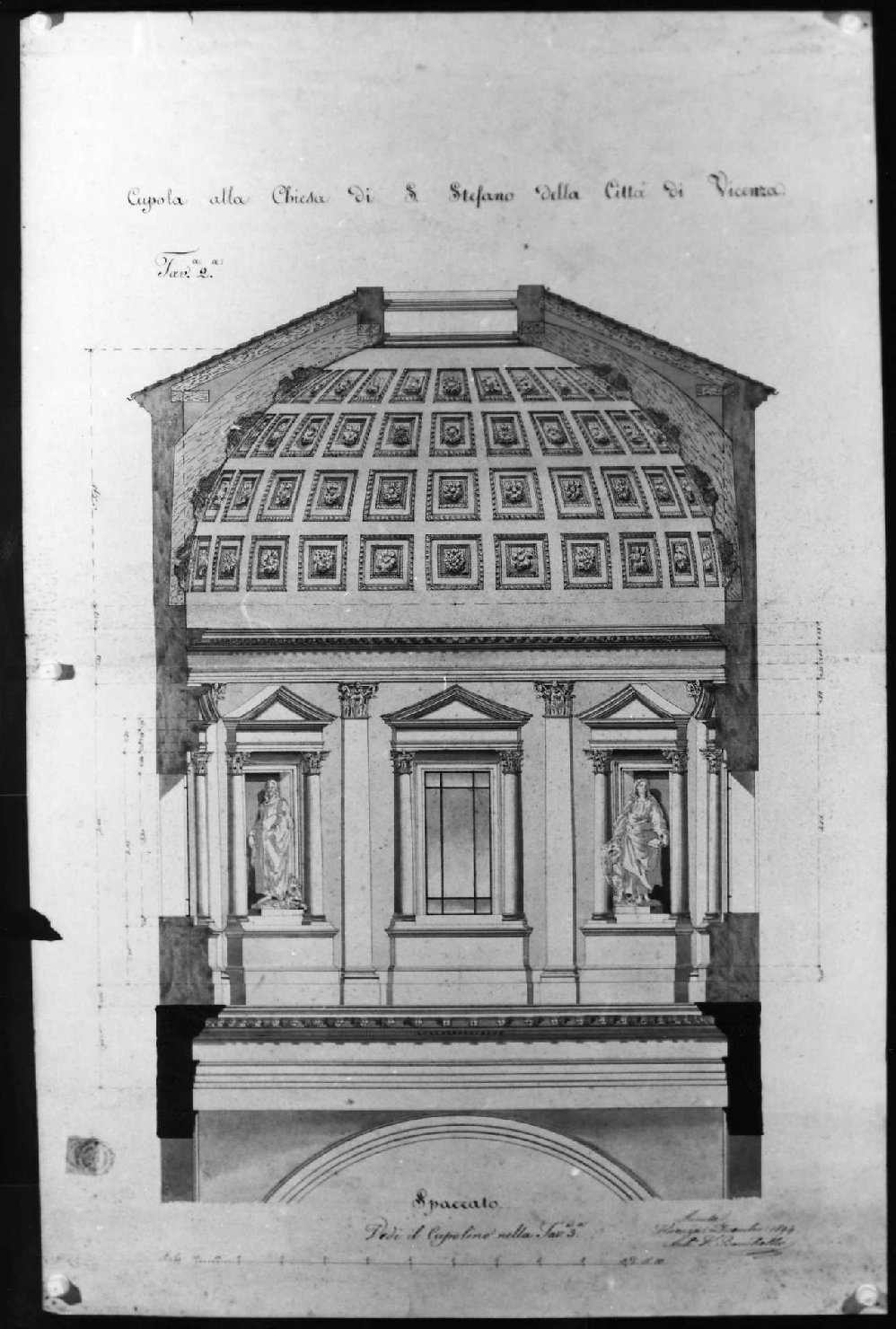 chiesa di Santo Stefano a Vicenza (disegno) di Barichella Vittorio (sec. XIX)