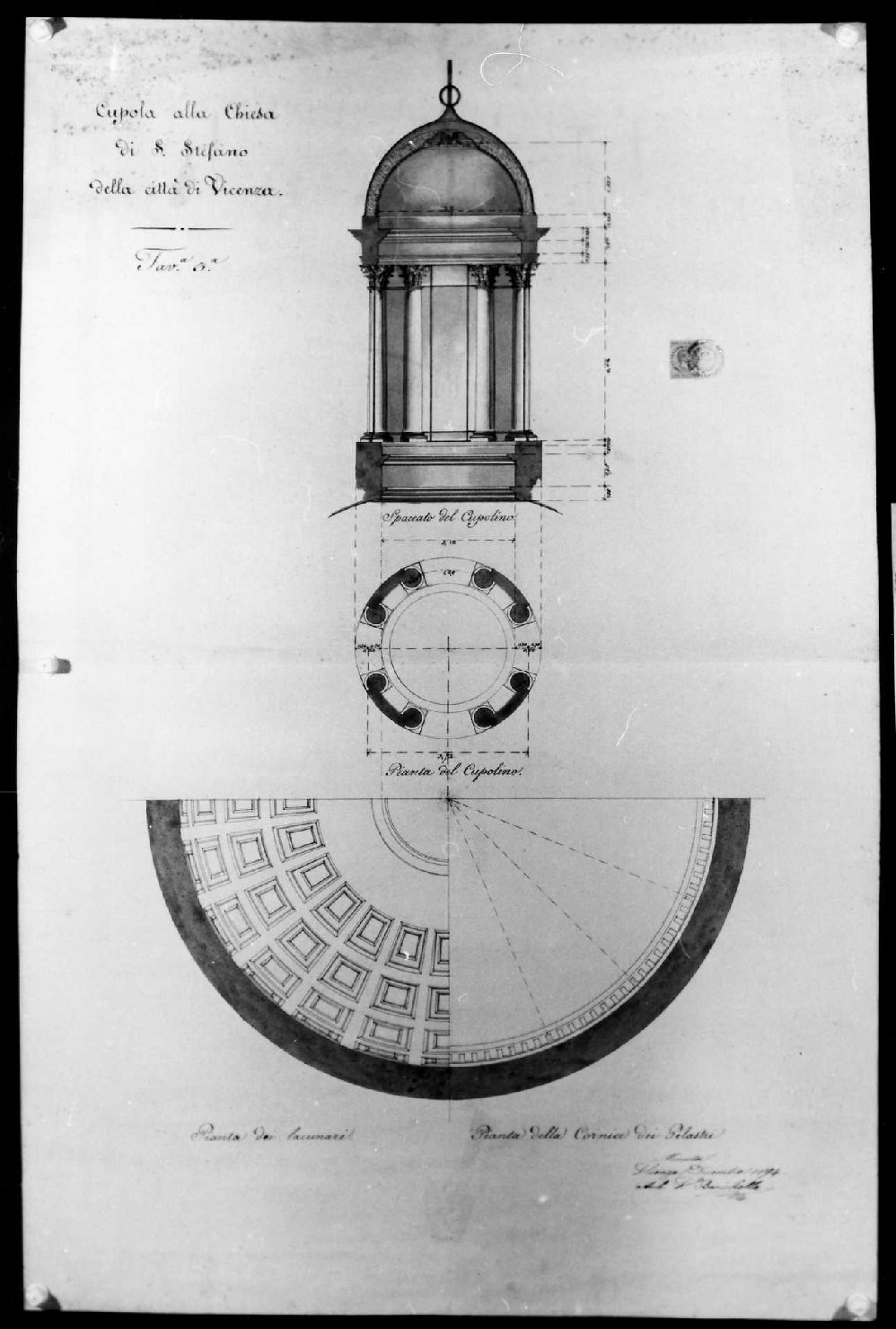 chiesa di Santo Stefano a Vicenza (disegno) di Barichella Vittorio (sec. XIX)