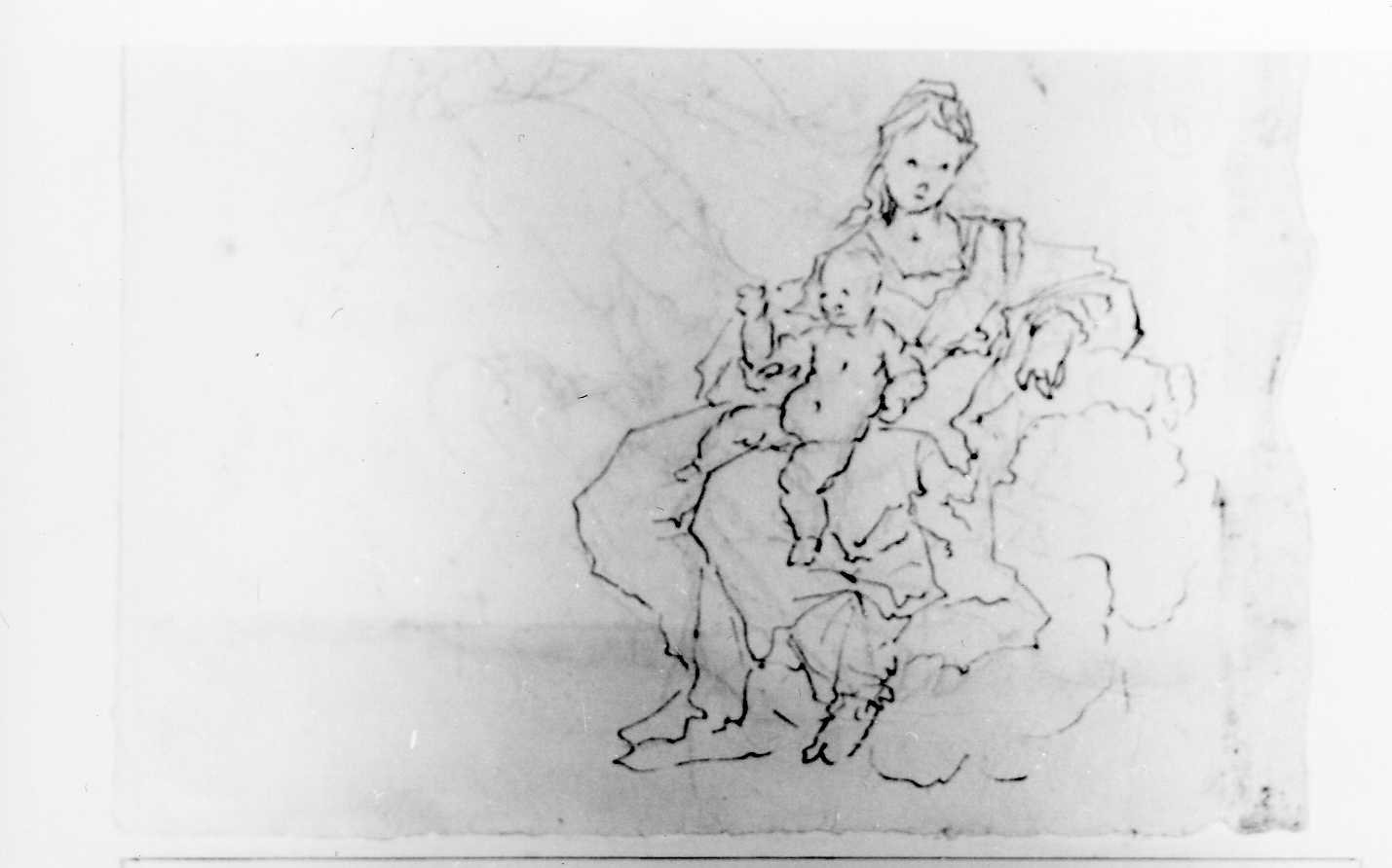 Madonna con Bambino (disegno) di De Pieri Giovanni Antonio detto Zoppo Vicentino (maniera) (sec. XVIII)