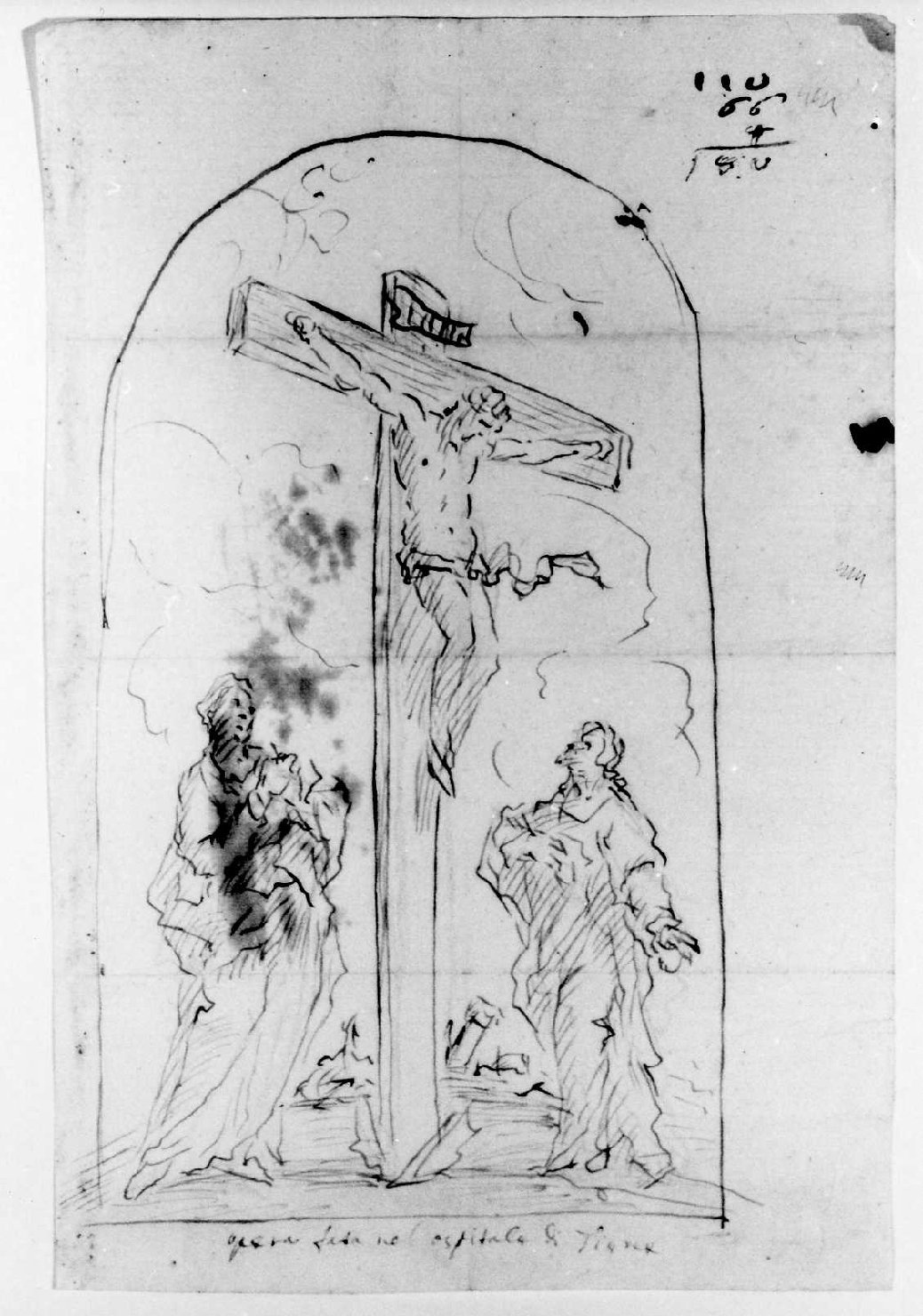 crocifissione (disegno) di De Pieri Giovanni Antonio detto Zoppo Vicentino (sec. XVIII)