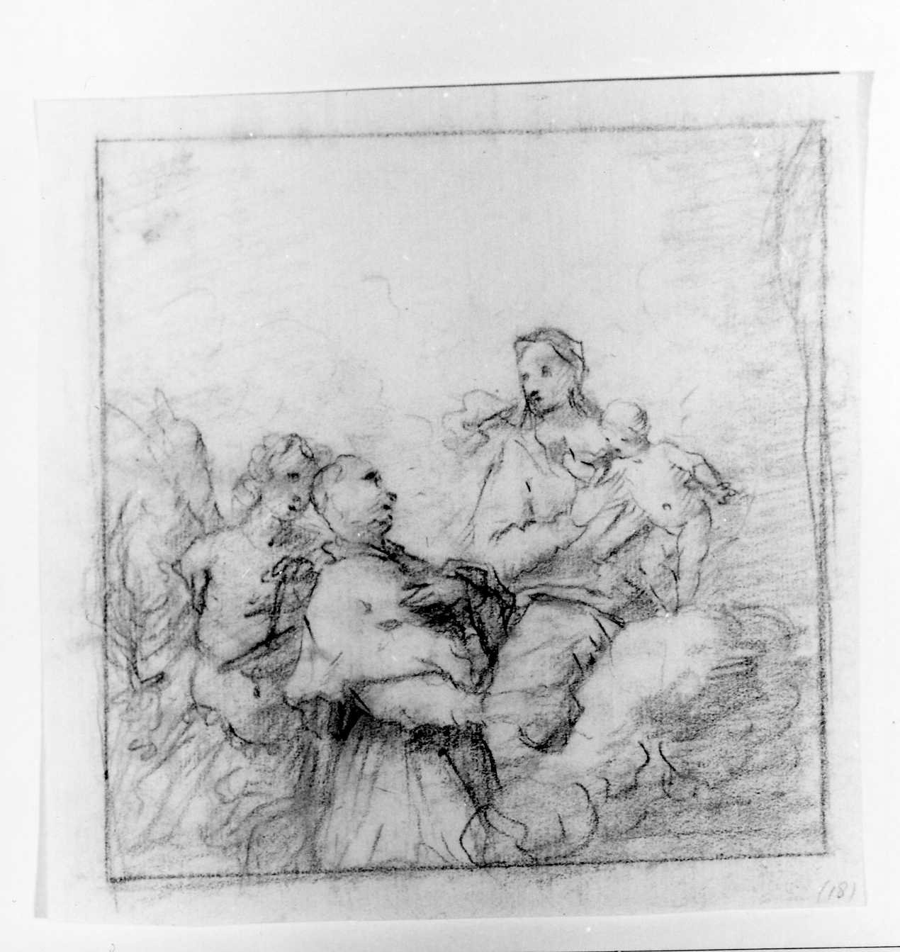 Madonna con Bambino e Santi (disegno) di De Pieri Giovanni Antonio detto Zoppo Vicentino (secc. XVII/ XVIII)