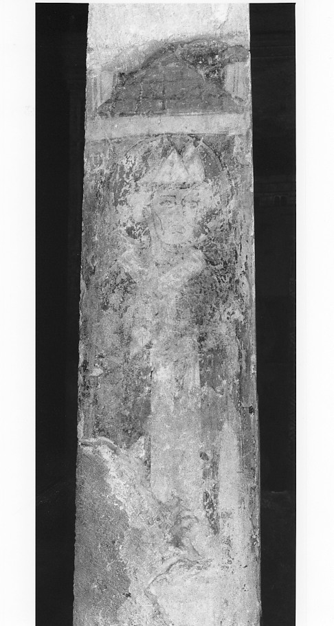 Santo vescovo (dipinto, frammento) - ambito veronese (sec. XIII)
