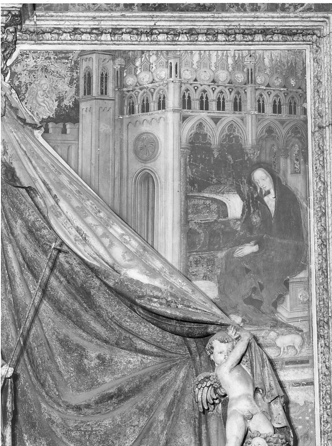 Madonna annunciata (dipinto, elemento d'insieme) di Antonio Pisano detto Pisanello (sec. XV)