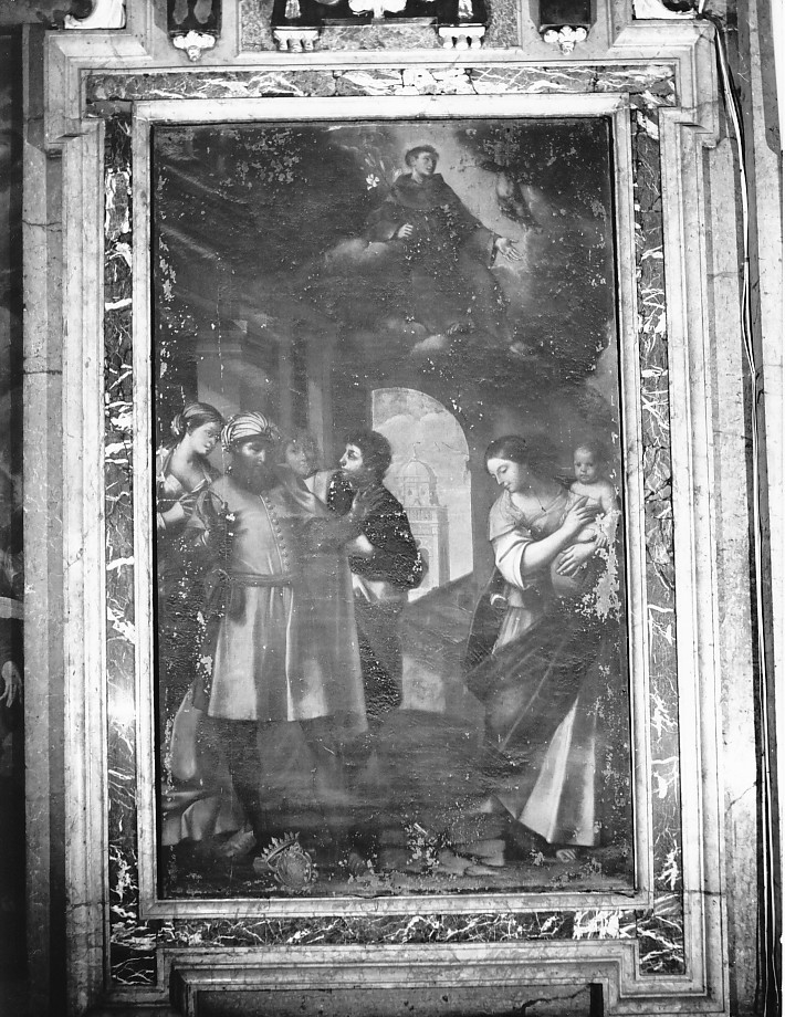 Sant'Antonio confonde gli eretici con un miracolo, Sant'Antonio da Padova (dipinto) di Locatelli Giacomo (attribuito) (sec. XVII)