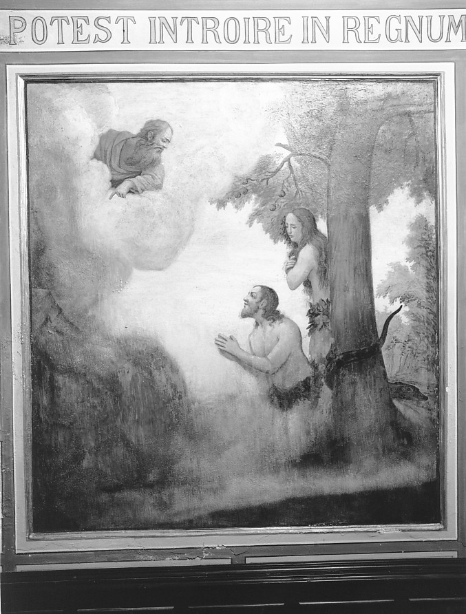 cacciata di Adamo ed Eva dal paradiso terrestre (dipinto) di Pupin Giuseppe (sec. XIX)