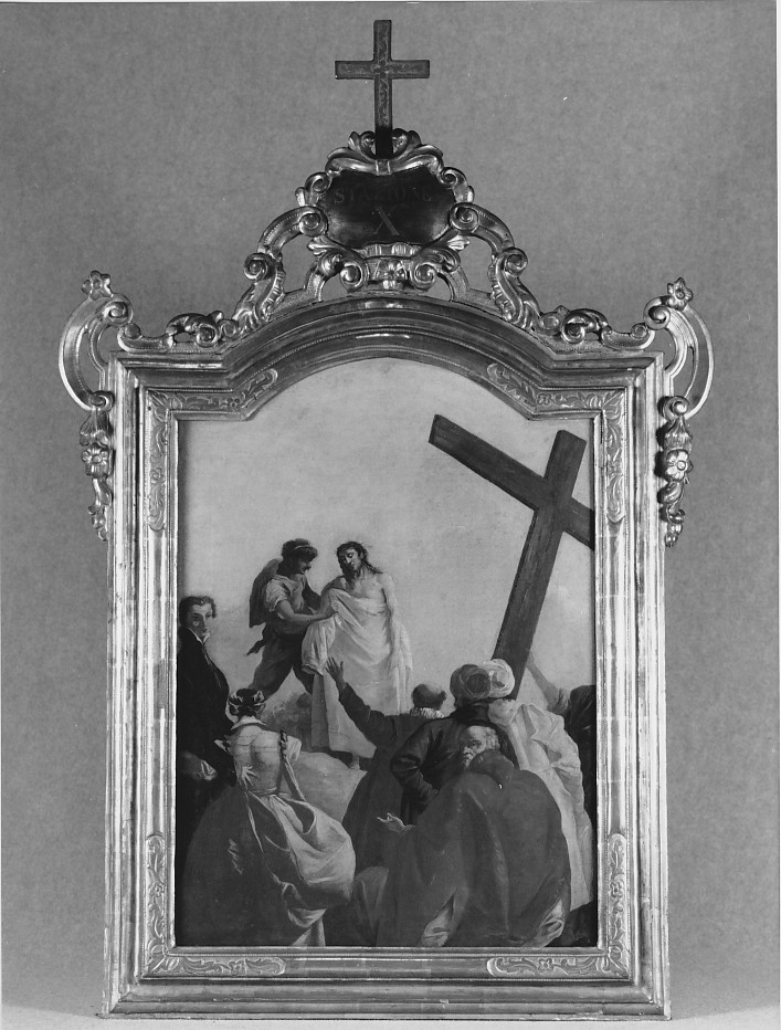 stazione X: Gesù spogliato e abbeverato di fiele (dipinto, serie) di Tiepolo Gian Domenico (attribuito) (sec. XVIII)