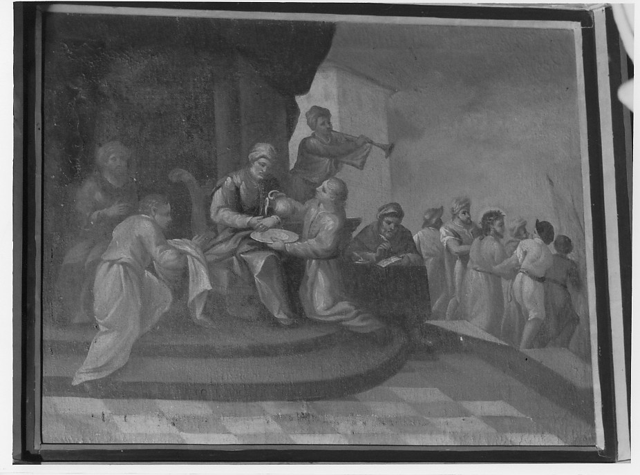 stazione I: Gesù condannato a morte (dipinto) di Dal Bianco Antonio (sec. XIX)