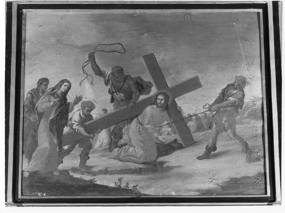 stazione II: Gesù caricato della croce (dipinto) di Dal Bianco Antonio (sec. XIX)