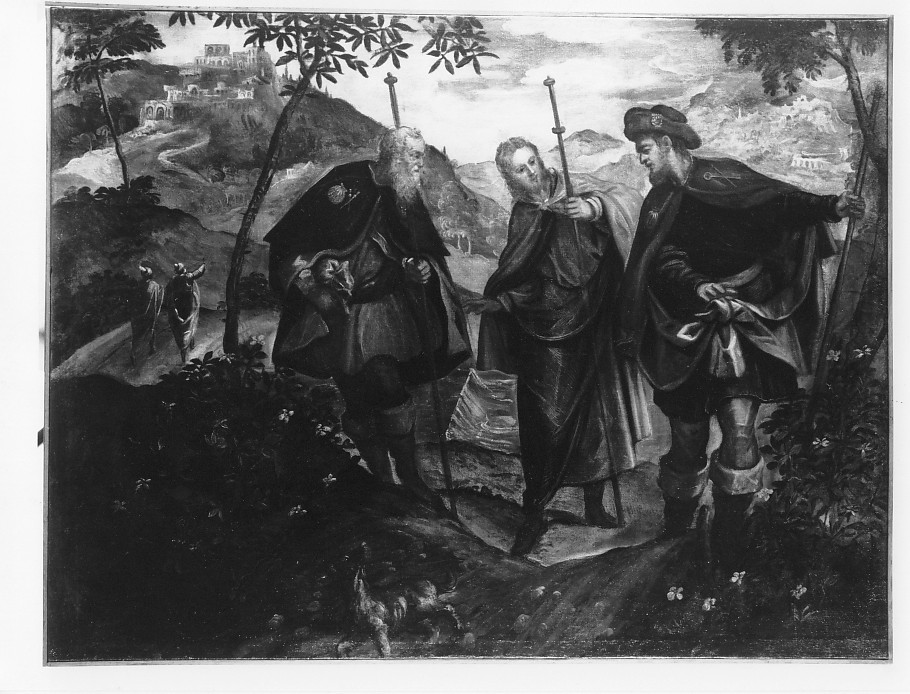 Gesù e santi martiri (dipinto) di Tintoretto (attribuito) (sec. XVI)